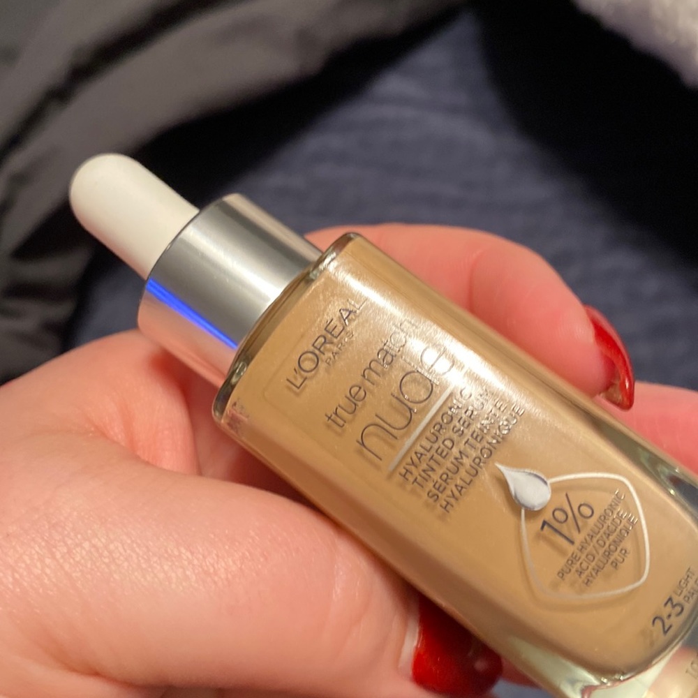 l’oréal True match nude serum foundation swatched shade 2–3 light pale